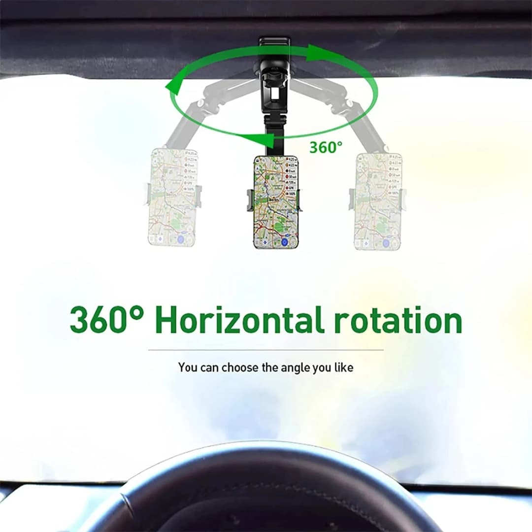 حامل هاتف للسيارة متعدد الوظائف 360° دوران حامل هاتف محمول على واقي الشمس متوافق مع آيفون/سامسونج/أندرويد - 3