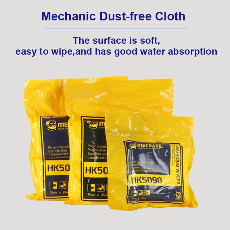 قطعة قماش خالية من الغبار MECHANIC HK5090، 10*10 سم، مناديل تنظيف ناعمة من الألياف الدقيقة، قماش غير مسبب للغبار لتنظيف وإصلاح شاشات LCD للهواتف - 2