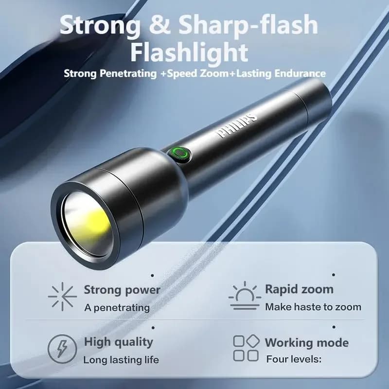 Philips SFL1236 High Power LED Flashlight with 4 Lighting Mode Portable Rechargeable led Lamp for Outdoor Camping Lights - 4