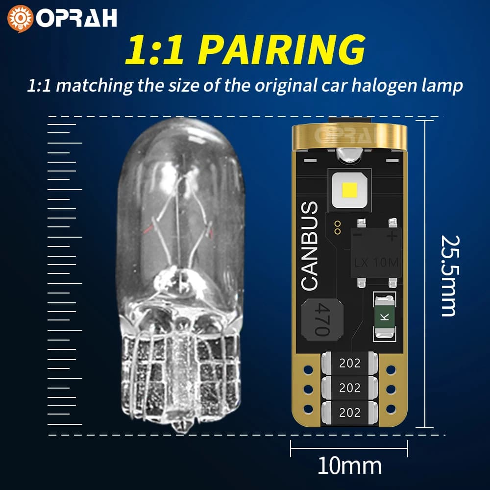 2/10pcs T10 W5W 194 501 Led Canbus No Error 3 SMD 3838 Chip Car Interior Light Dome Map Lamp License Plate light White 6000K 12V - 3