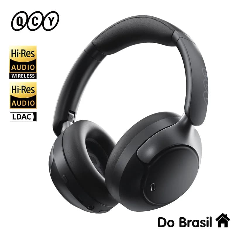 سماعات رأس لاسلكية QCY H3 PRO مع تقنية إلغاء الضوضاء التكيفي ANC فوق الأذن 50dB مع صوت عالي الدقة LDAC وبلوتوث 5.4 واتصال مزدوج