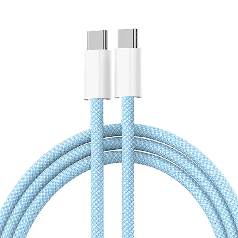60 واط USB C إلى نوع C كابل ملون لابل آيفون 15 PD شحن سريع لهواوي Xiaomi سامسونج نوع C النسيج كابل الملحقات - 6