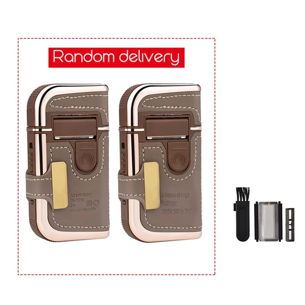 Professional Men's Shaver Cordless Beard Trimmer Rechargeable Razor Mini Leather Portable Electric Shaving Machine - 6
