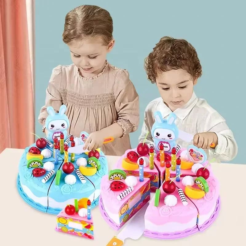 لعبة أطفال محاكاة كعكة عيد ميلاد دي اي واي نموذج مطبخ لعبة تقطيع فاكهة طعام للعب التظاهر للمنزل للأطفال الصغار هدية للبنين والبنات - 2