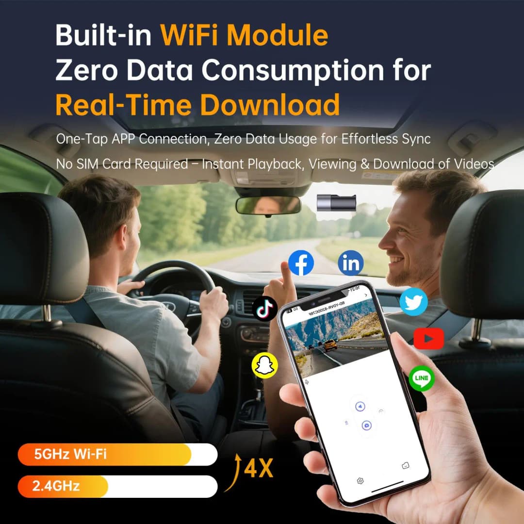 1080P Dashcam With Night Vision Mini Hidden Dashcam 24-Hour Parking Monitoring Loop Recording Gravity Sensor App Control - 4