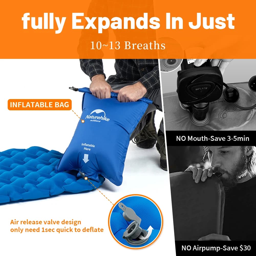Naturehike Inflatable Mattress Camping Mattress Air Mattress Ultralight Outdoor Sleeping Pad Folding Bed Hiking Sleeping Mat - 2