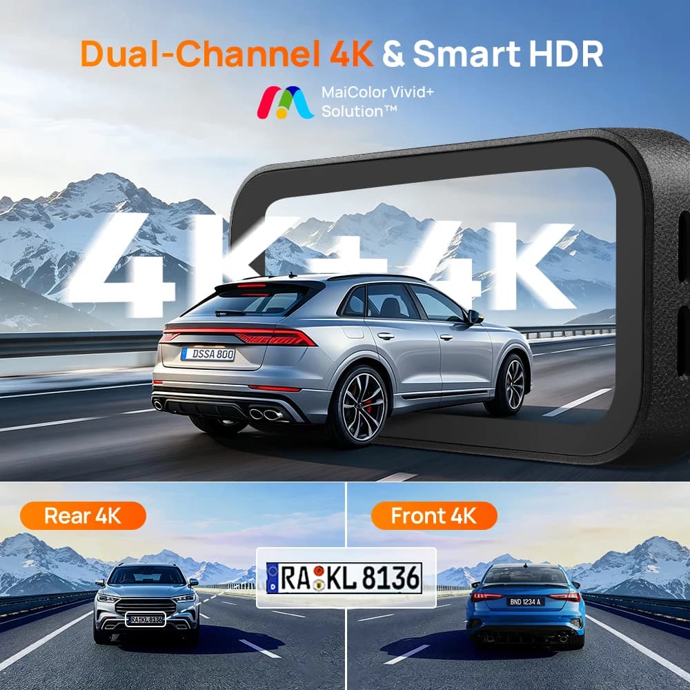 【جديد】كاميرا 70mai A900 مزدوجة بدقة 4K وHDR بفتحة عدسة f/1.55 ومكثف فائق وواي فاي 6 وجي بي إس وتنبيه إرهاق السائق و4G وخدمة التخزين السحابي LTE لمسجل سيارة DVR - 3