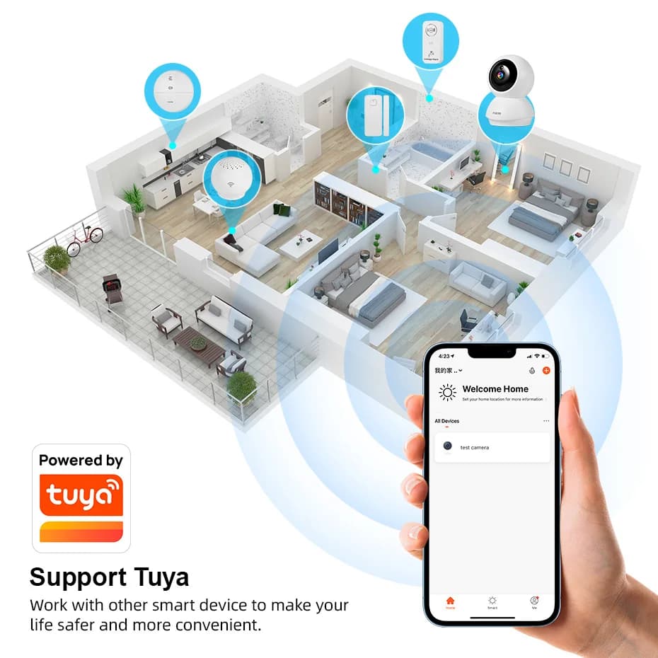 Fuers 5MP WiFi Camera Works With Tuya Smart Home Indoor Wireless IP Surveillance Camera AI Detect Security Baby Monitor - 6