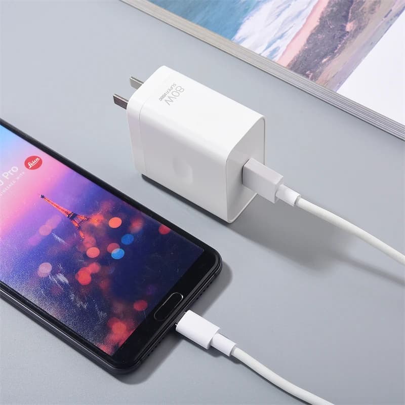 شاحن ريالمي سوبر فووك 80 واط محول شحن سريع EU/US كابل Type C لريال مي 15 14 13 P4 P3 P2 نارزو 80 برو نيو 7 6 Se أوبو - 6