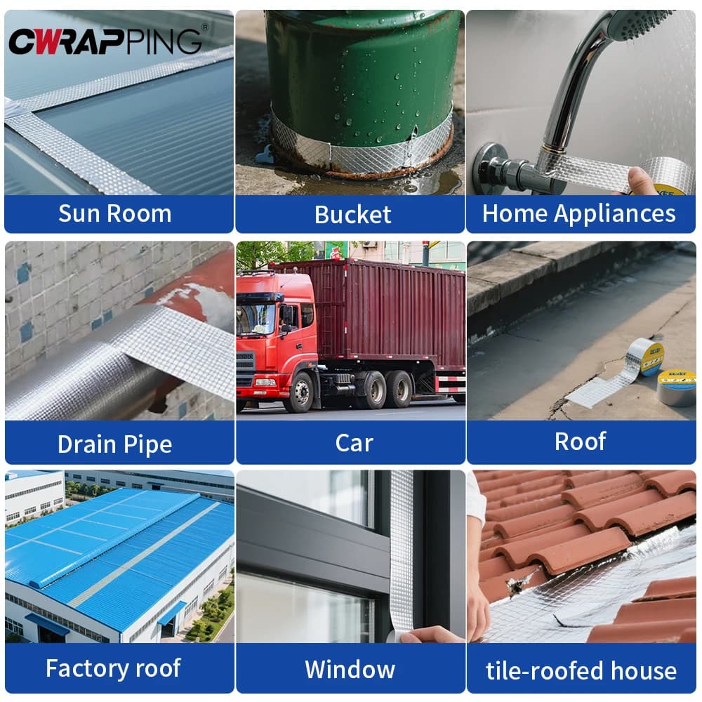 Super Sticky Aluminum Foil Butyl Rubber Tape High Temperature Resistance Waterproof Roof Pipe Stop Leak Crack Duct Repair Tape - 5