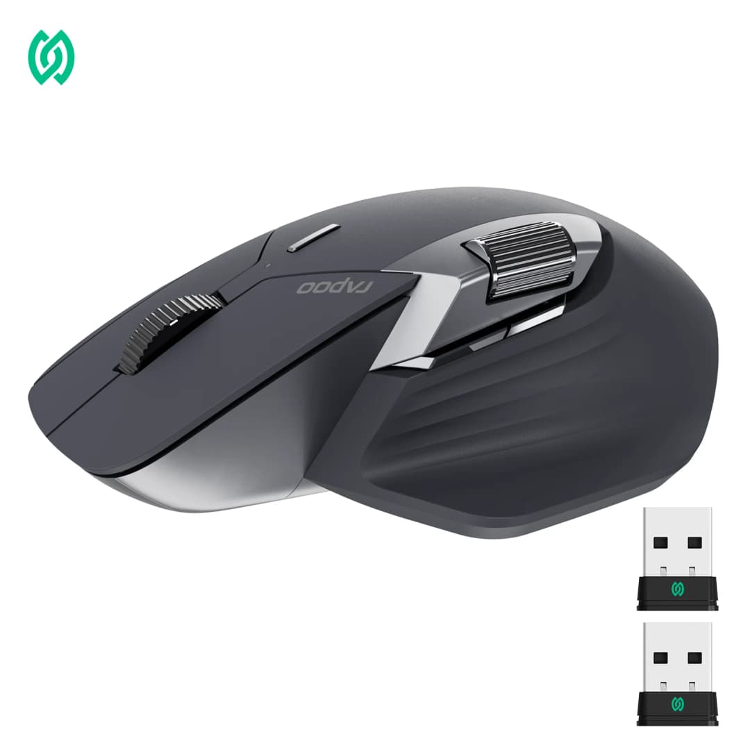 ماوس لاسلكي Rapoo MT760PRO NearLink + بلوتوث 5.0 متعدد الأجهزة 12000 DPI معدل استطلاع 2K إرجو للعمل والألعاب نقرات هادئة