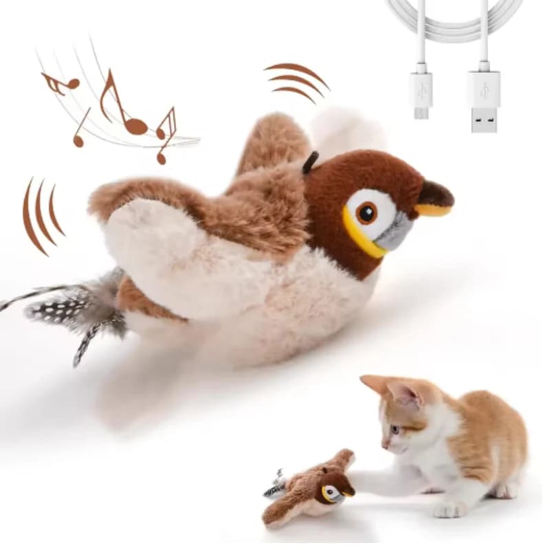 Hot Simulated Bird Cat Toy Interactive Toys Dog Rechargeable Chirping Flapping Bird(no Flying) Touch Activated Plush Pet Toy - 3