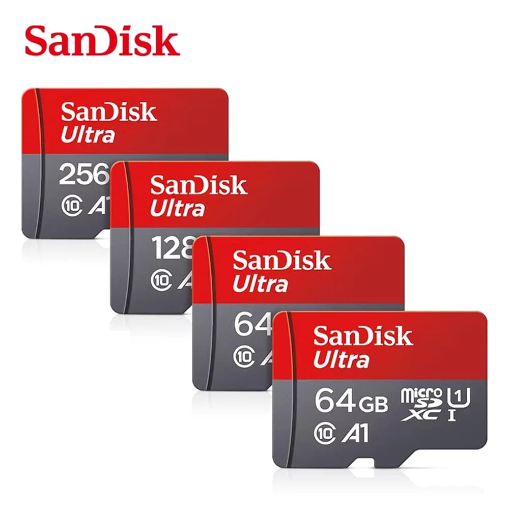 بطاقة ذاكرة SanDisk Micro SD بسعة 32 جيجابايت و64 جيجابايت و128 جيجابايت و256 جيجابايت و512 جيجابايت C10 A1 بسرعة عالية لبطاقة ذاكرة Microsd لهاتف الكاميرا