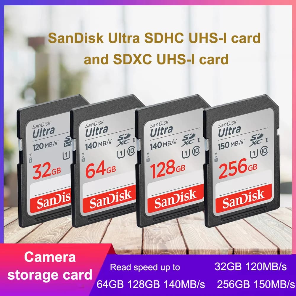 SanDisk Ultra/Extreme PRO UHS-I Card 32GB 64GB 128GB 256GB SD Card C10 Flash Memory Card SD U3 4K V30 Cards for Camera - 4