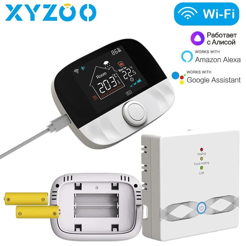 منظم حرارة Tuya WiFi مستقبل لاسلكي RF وحدة تحكم عن بعد في درجة الحرارة الذكية يعمل مع Alexa Google Home لغلاية الماء والغاز
