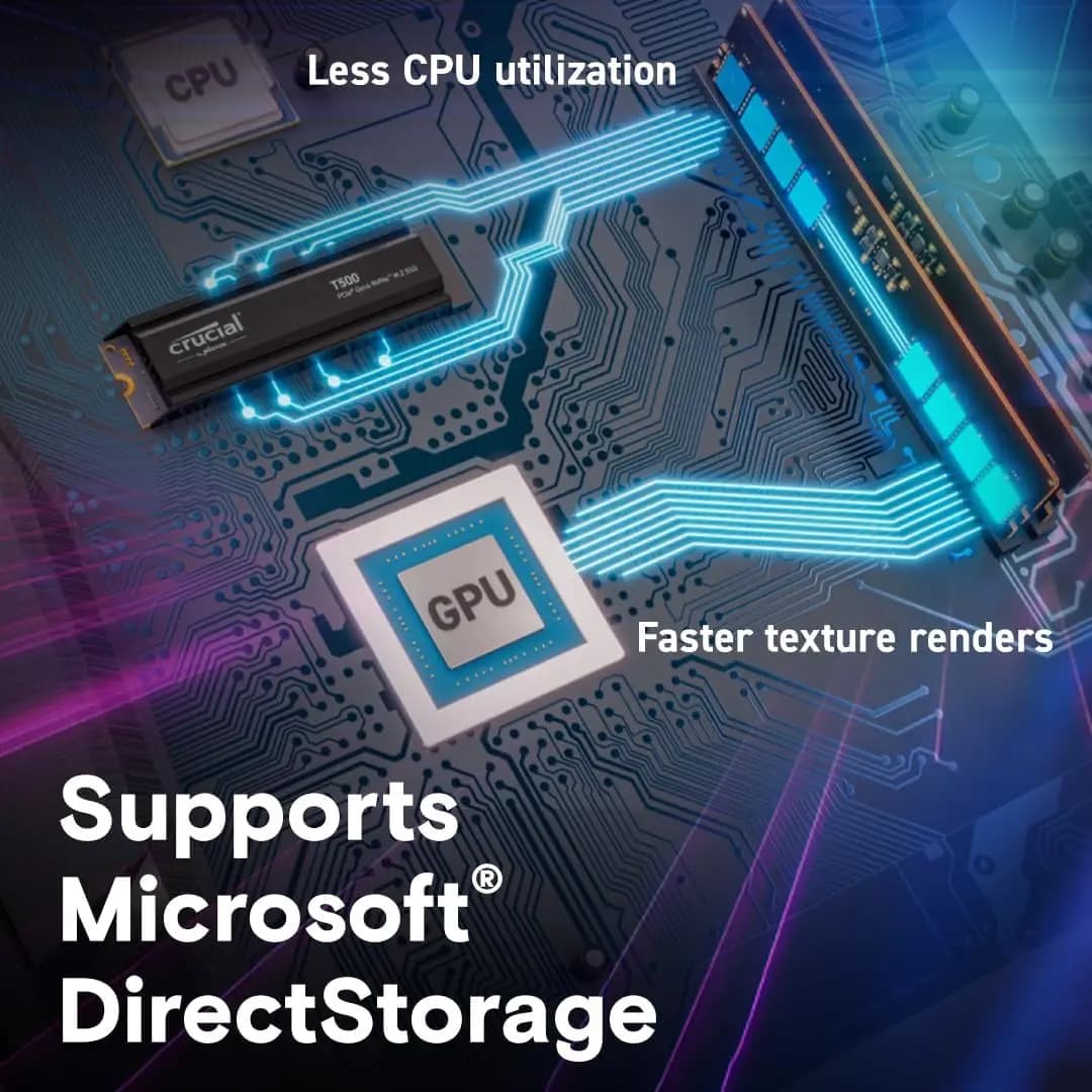 قرص صلب داخلي للألعاب Crucial T500 بسعة 500 جيجابايت/1 تيرابايت، الجيل الرابع NVMe M.2، بسرعة تصل إلى 7300 ميجابايت/ثانية، للابتوب والكمبيوتر المكتبي، جديد وأصلي (عبوة OEM) - 5