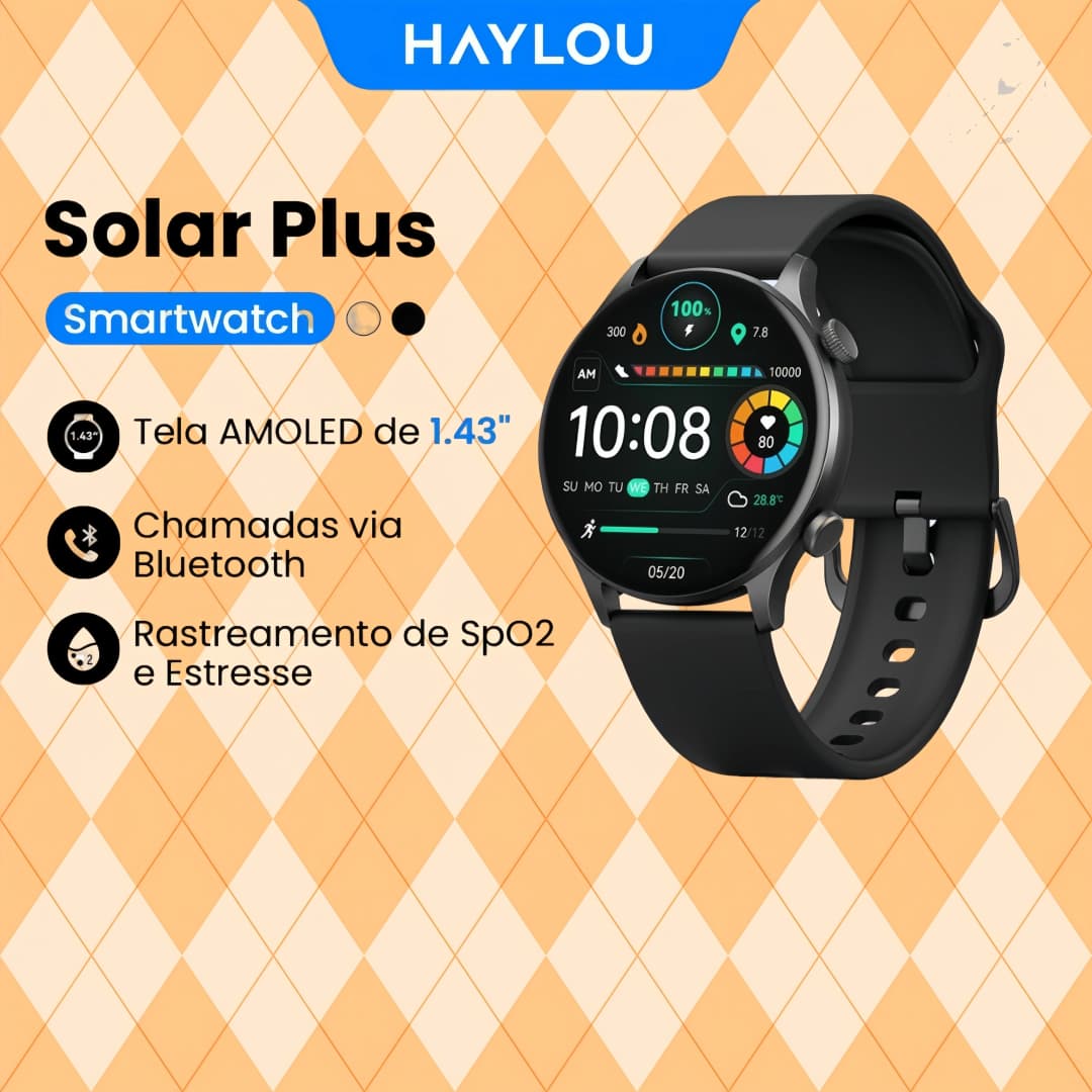 ساعة HAYLOU Solar Plus RT3 الذكية بشاشة 1.43 بوصة AMOLED ومكالمات بلوتوث ومراقبة الصحة ومقاومة للماء IP68 ساعة رياضية