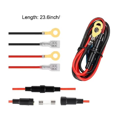 شاحن ولاعة سجائر USB كابل توصيل سلكي مع فيوز 10A للسيارة والقوارب والدراجات النارية والمركبات الرباعية والعربات المتنقلة - 2