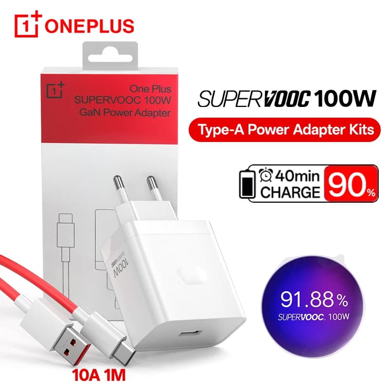 شاحن OnePlus SuperVOOC الأصلي 100 واط لهواتف OnePlus 15R و13 و12 و11 و12R وNord 4 وCE4 وAce 5 وOPPO وRealme مع كابل شحن سريع USB Type C