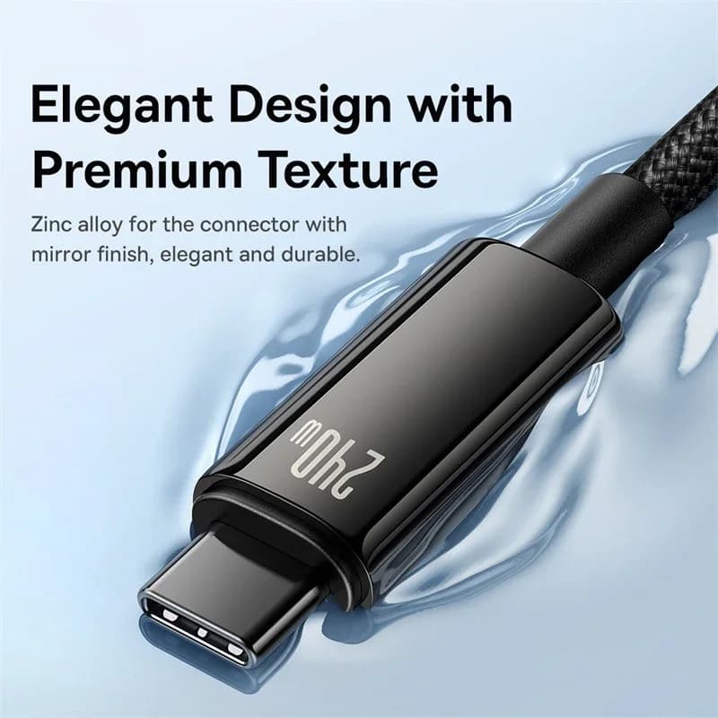 كابل Baseus 240 واط USB C لهاتف iPhone 17 و16 و15 بلس برو ماكس شحن فائق لجهاز Macbook شاحن سريع كابل Type C لاجهزة Xiaomi و Samsung - 4