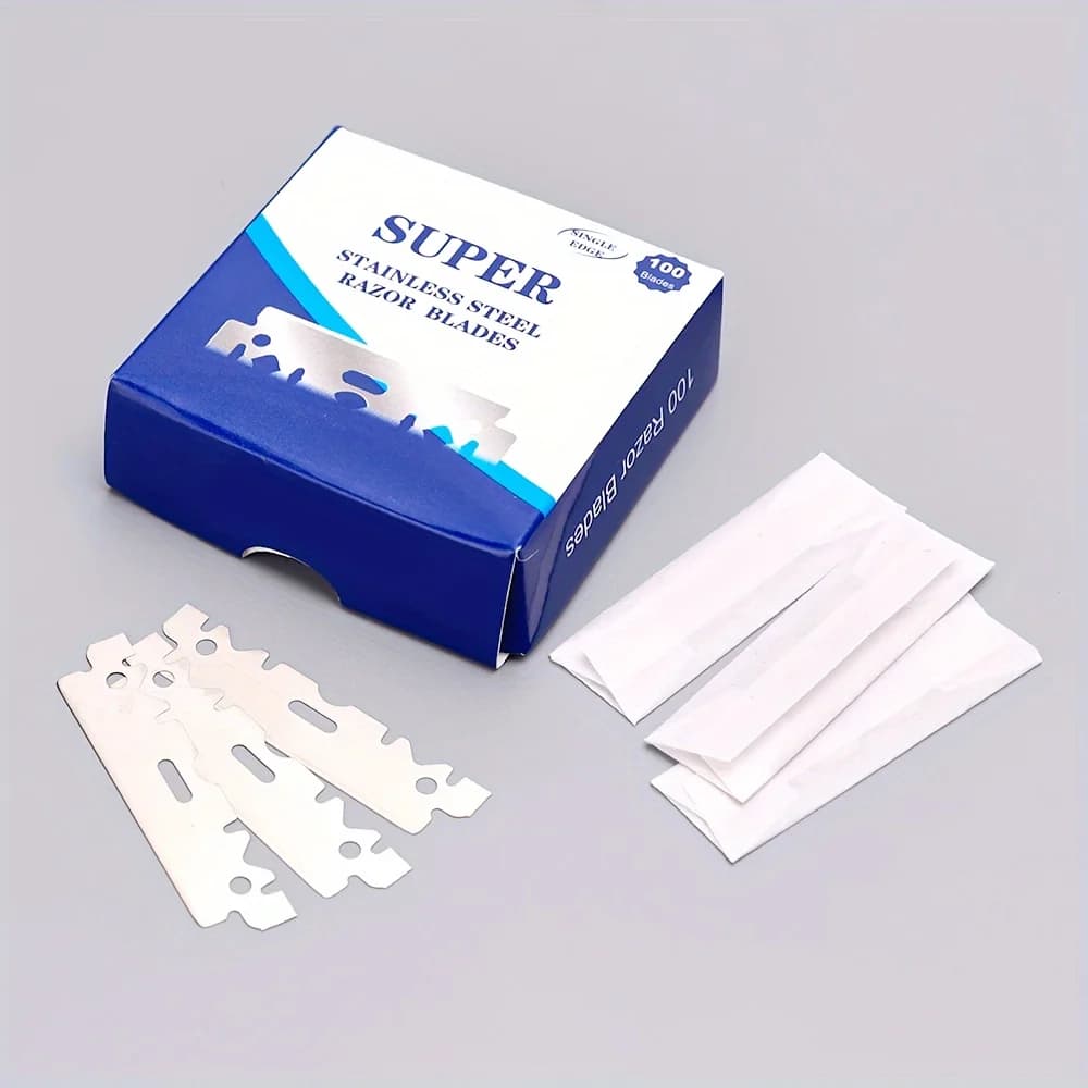 100PCS Single-Sided Razor Blades - Stainless Steel Safety Razors for Men, Barber-Grade Shaving Tools - 2