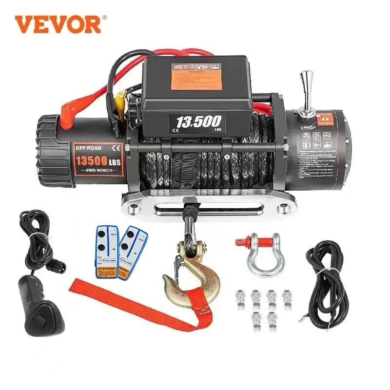 أفضل سعر للشحن في الاتحاد الأوروبي VEVOR 13500 رطل رافعة كهربائية صناعية 12 فولت حبل سحب 27 متر/92 قدم رافعة رفع لسيارة 4X4 مقطورة ATV شاحنة