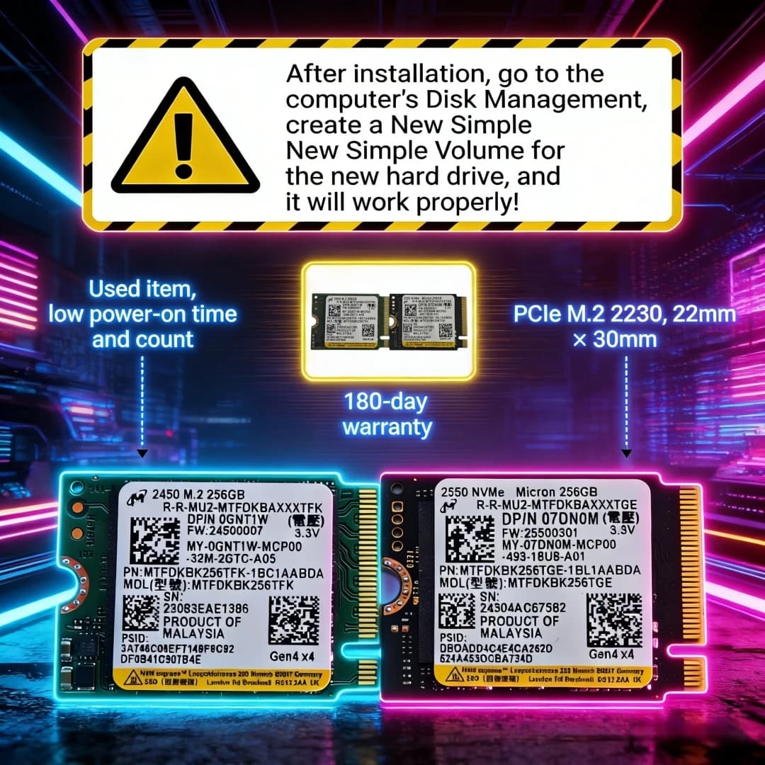 قرص صلب داخلي Crucial P310 بسعة 1 تيرابايت و2 تيرابايت وMicron 2450/2550 بسعة 256 جيجابايت PCIe Gen4x4 2230 NVMe M.2 SSD لتحسين جهازك - 6