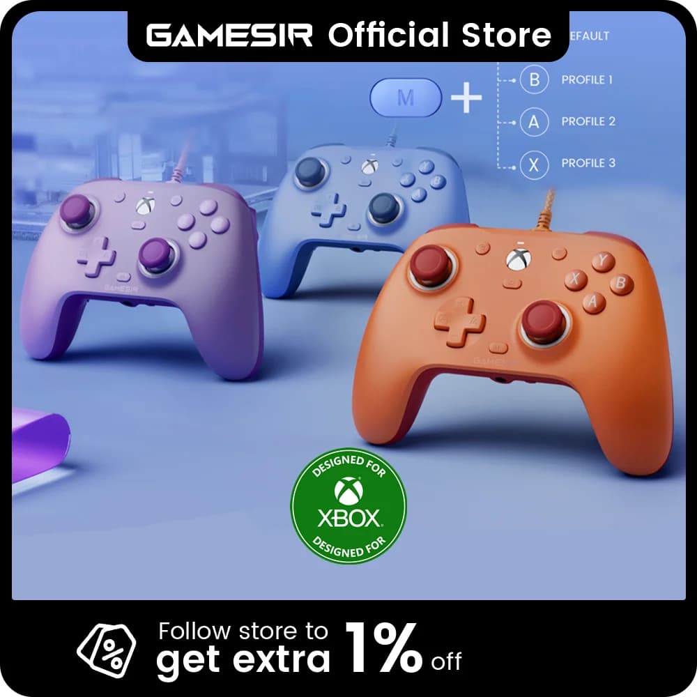 وحدة تحكم GameSir G7 SE للألعاب لـ Xbox Series X وS وOne مع عصا تحكم بتأثير Hall لأجهزة الكمبيوتر ولوحات قابلة للاستبدال