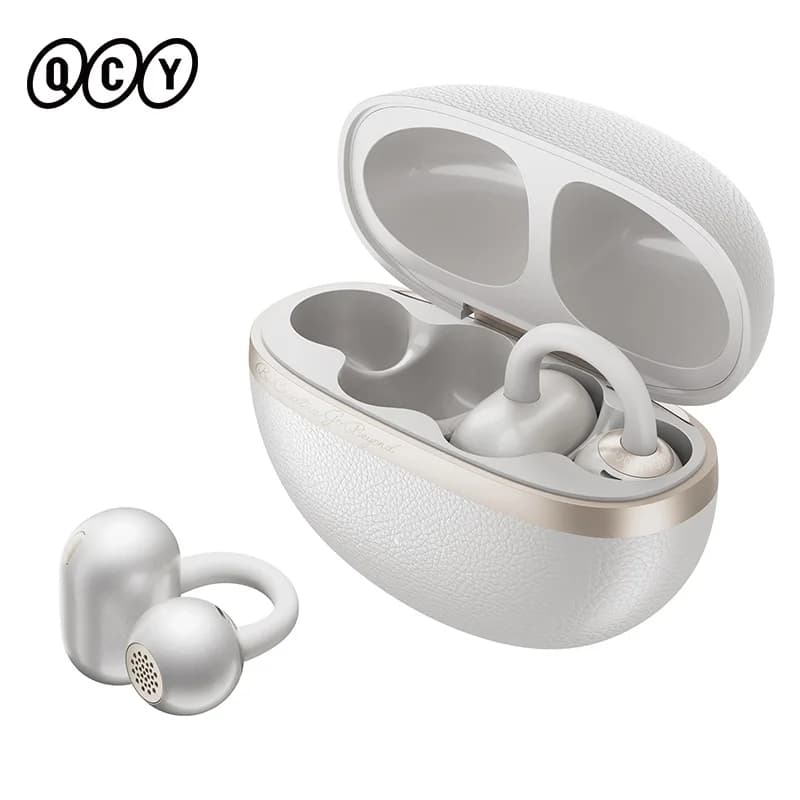 سماعات أذن كليب أون QCY Crossky C50 CT06 بلوتوث 6.0 مفتوحة الأذن بمحركات مزدوجة المغناطيس مع تعزيز الجهير 4 ميكروفونات مكالمات واضحة بتقنية الذكاء الاصطناعي 35 ساعة مقاومة للماء IPX5