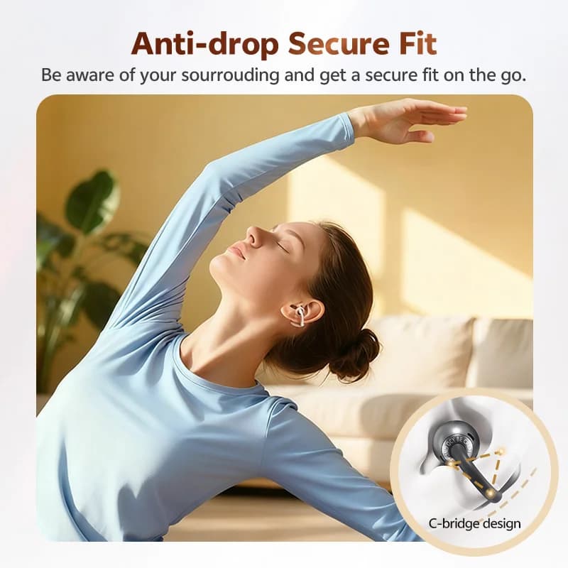 سماعات أذن كليب أون QCY Crossky C50 CT06 بلوتوث 6.0 مفتوحة الأذن بمحركات مزدوجة المغناطيس مع تعزيز الجهير 4 ميكروفونات مكالمات واضحة بتقنية الذكاء الاصطناعي 35 ساعة مقاومة للماء IPX5 - 3