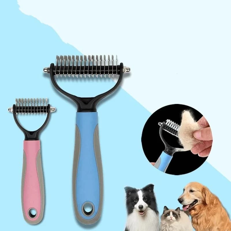 Stainless Steel Double-Sided Pet Grooming Brush - Hair Removal Comb Tangle-Removing Dog & Cat Hair Brush Essential Cat Grooming - 5