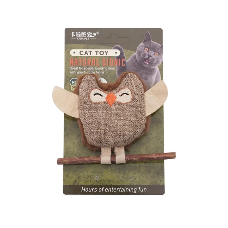 Owl Style Self Soothing Cat Mint Feather Wood Polygonum Molars, Teeth Cleaning and Bite Resistant Pet Supplies, Cat Toys - 4