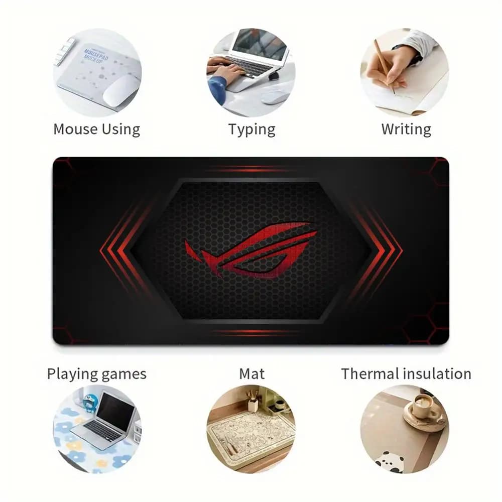 حصيرة ماوس Asus Rog كبيرة لشخصيات الأنمي، حصيرة مكتبية XXL من المطاط للألعاب، مناسبة للكمبيوتر الشخصي الصغير والأجهزة اللوحية، إكسسوارات مكتبية للاعبين - 3