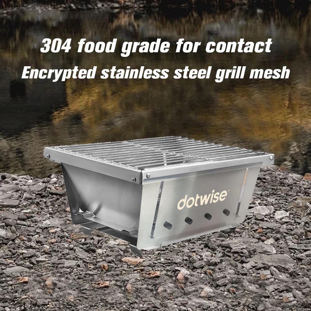 304 Stainless Steel Barbecue Grill Portable Outdoor Stove IGT Table Stove Folding Firewood Stove Barbecue Camping Stove - 3