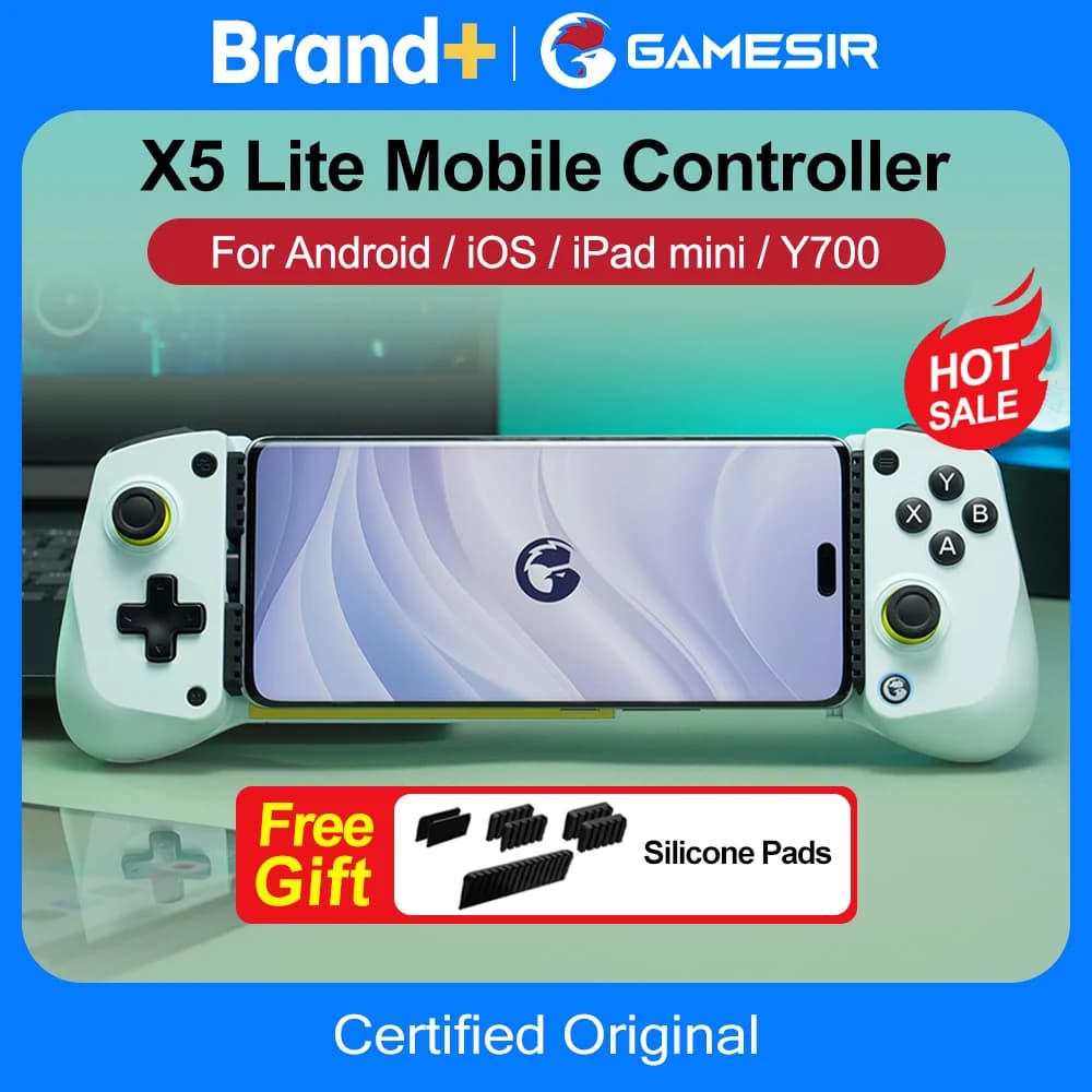 وحدة تحكم GameSir X5 Lite للهواتف المحمولة لأجهزة iPhone 16 و15 وسلسلة iPad Mini وأجهزة التابلت التي تعمل بنظام Android مع عصا تحكم بتأثير هول