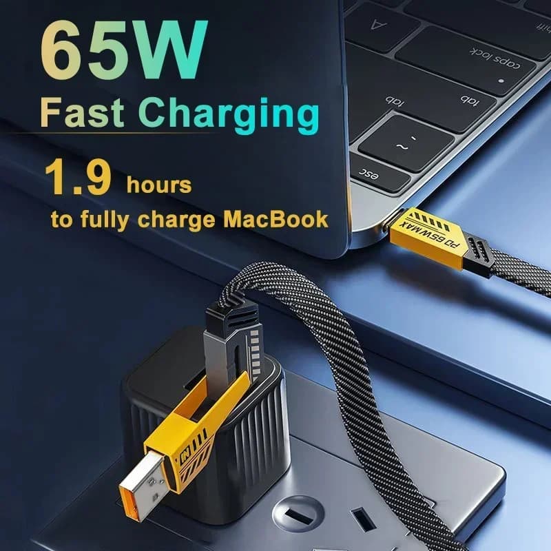 4 في 1 كابل بيانات USB متعدد، PD 65 واط، شحن سريع USB C PD، متوافق مع آيفون 15/14 ماكس، ماك بوك، سامسونج Type C - 3