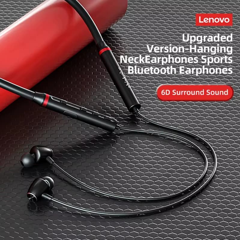 سماعات بلوتوث أصلية من لينوفو HE05X سماعات أذن مقاومة للماء مع صوت HIFI سماعات رياضية مع شريط مغناطيسي حول الرقبة - 3