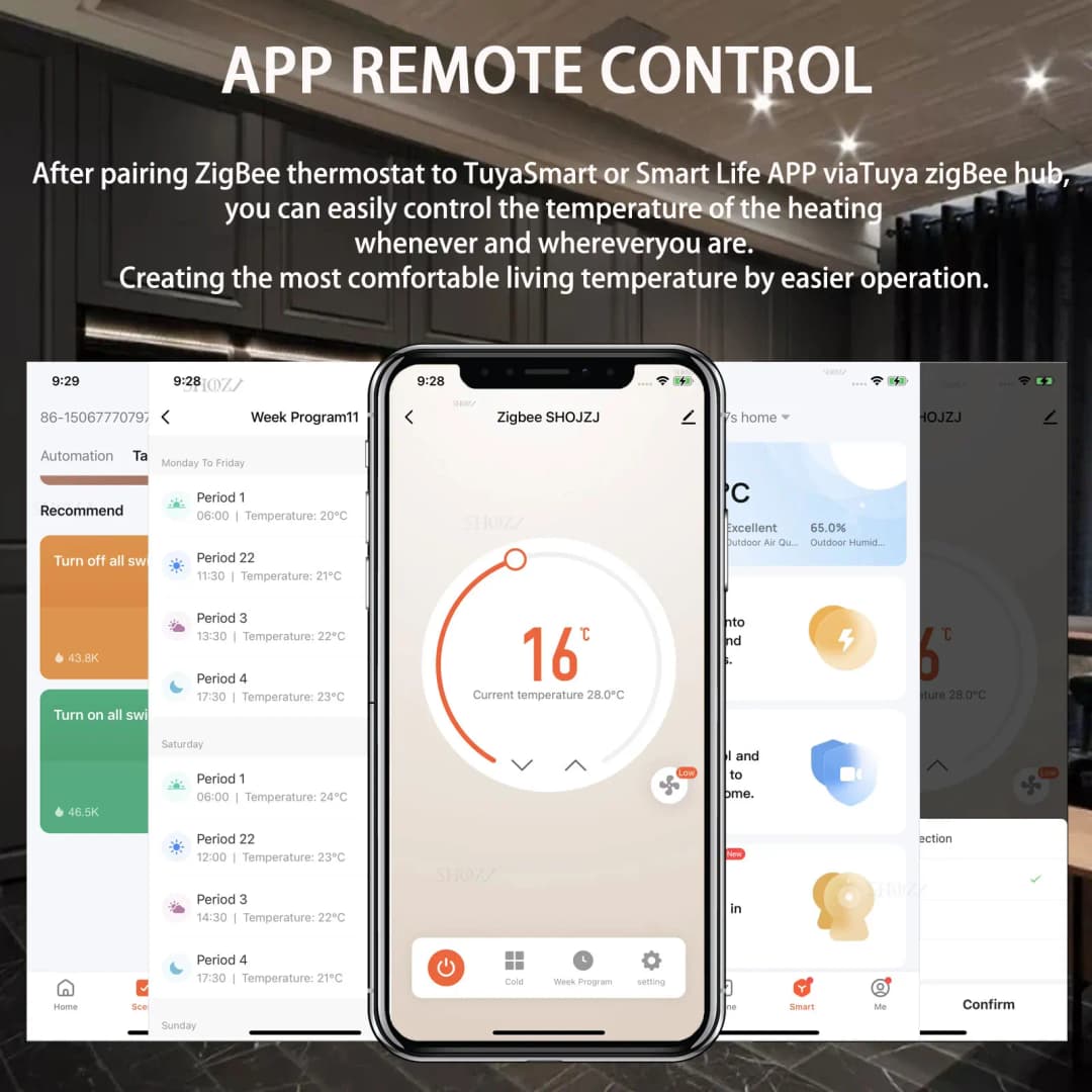 تحكم ذكي في درجة الحرارة من Tuya ZigBee بشاشة رقمية، ترموستات Hvac بثلاث سرعات للتبريد والتدفئة، للتحكم في مكيف الهواء - 5