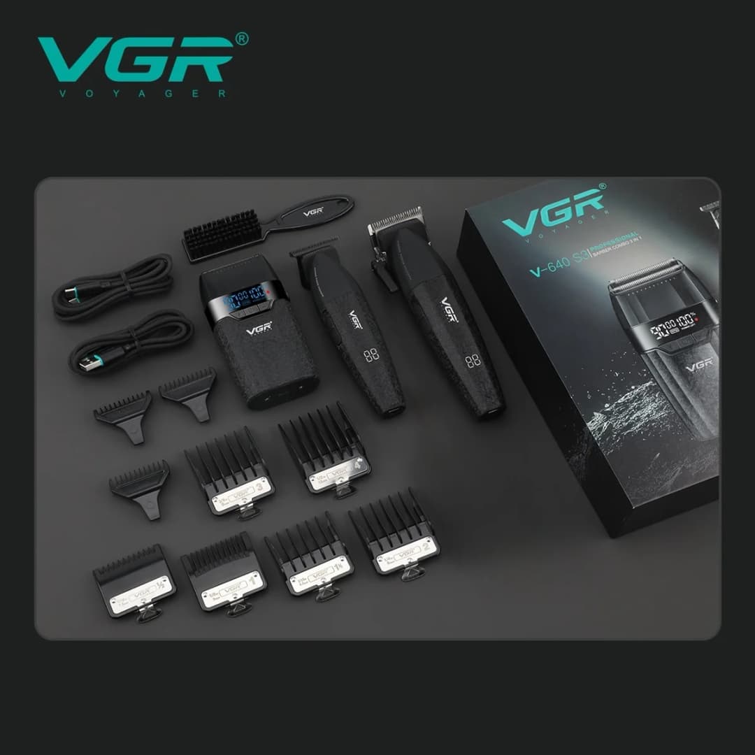 ماكينة حلاقة شعر VGR محترفة ماكينة قص شعر كهربائية لاسلكية 9000 دورة في الدقيقة ماكينة حلاقة شعر قابلة للتعديل للرجال V-640 s3
