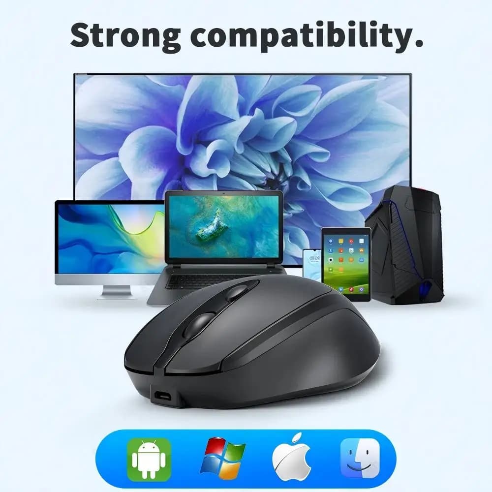 ماوس بلوتوث لاسلكي قابل لإعادة الشحن من Beeachip صامت ماوس كمبيوتر لاسلكي USB ماوس ألعاب مريح للكمبيوتر واللاب توب والمك بوك - 2
