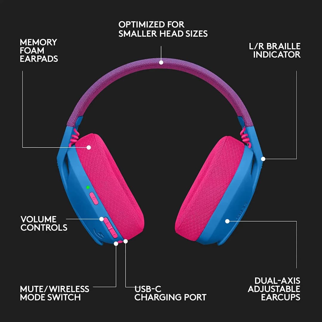 سماعة رأس الألعاب اللاسلكية Logitech G435 مع صوت محيطي افتراضي عبر البلوتوث وزمن وصول منخفض وعمر بطارية طويل ومريحة للارتداء - 5
