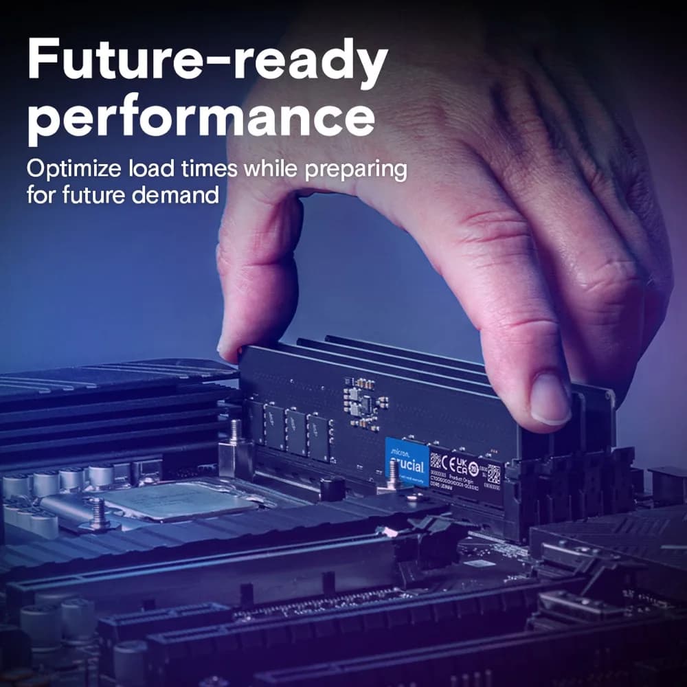 ذاكرة رام كروشيال DDR5 لسطح المكتب 8/16/32 جيجابايت بتردد 4800/5200/5600 ميجاهرتز UDIMM 288-Pin، متوافقة مع معالجات إنتل كور وAMD رايزن - 5