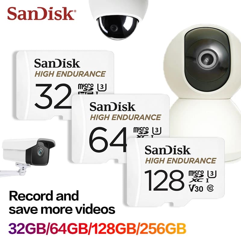 SanDisk بطاقة ذاكرة عالية التحمل Micro SD أصلية MicroSDHC 32 جيجابايت V30 C10 MicroSDXC 64 جيجابايت 128 جيجابايت 256 جيجابايت لكاميرا السيارة - 6