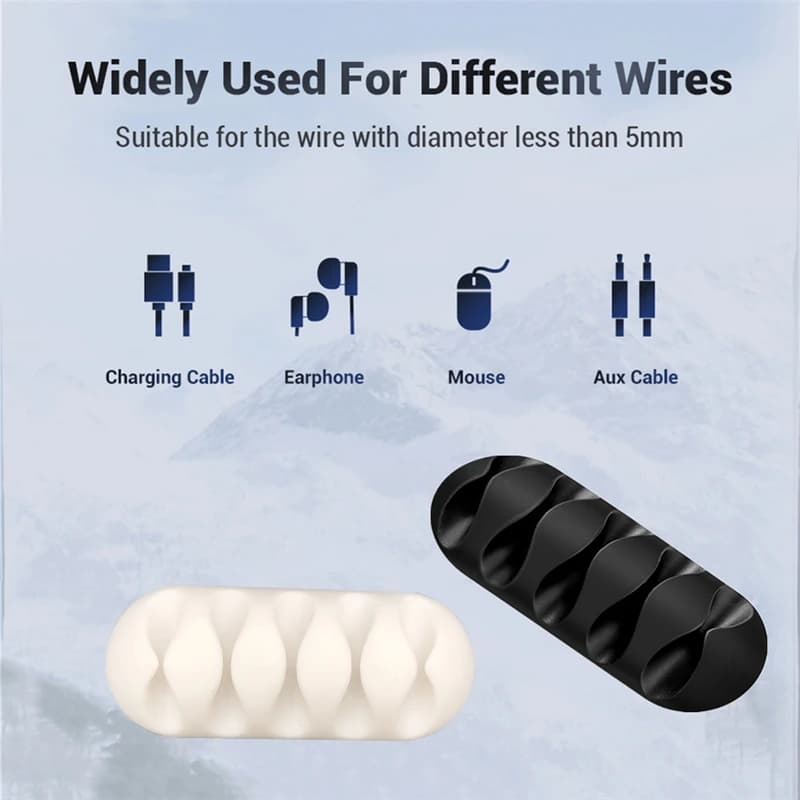 مشابك كابل سيليكون لإدارة سطح المكتب ، سلك USB ، مشابك متوافقة ، شاحن هاتف خلوي ، منظم سلك كابل ، حامل للمنزل والسيارة - 5