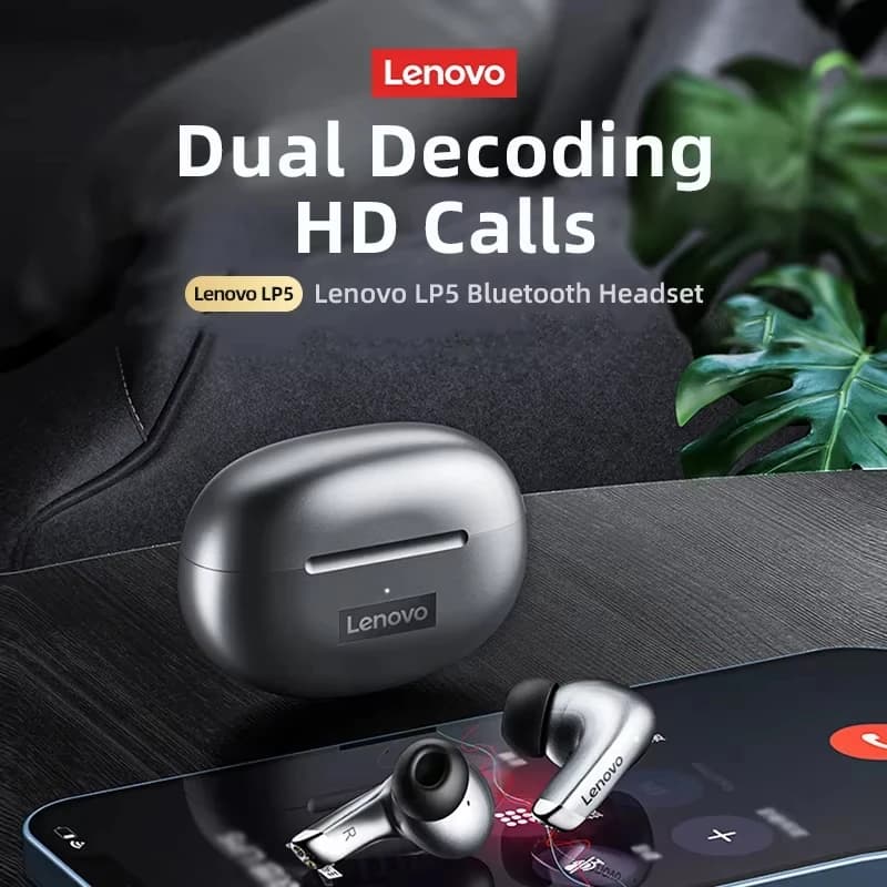 سماعات لينوفو LP5 TWS بلوتوث لاسلكية أصلية، عمر بطارية طويل، سماعات رياضية، وضع مزدوج، سماعات ألعاب، مكالمات HD، مع ميكروفون - 4