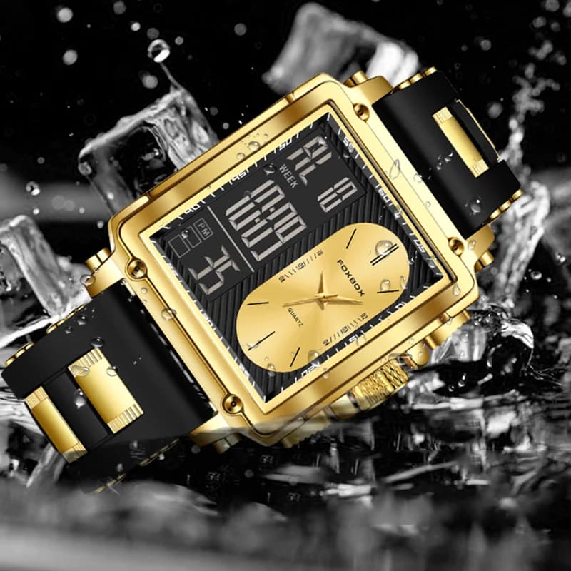 LIGE New Fashion Square Digital Watch Men Casual Sports Waterproof Men's Quartz Wristwatches FOXBOX Top Brand Luxury Chronograph - 4