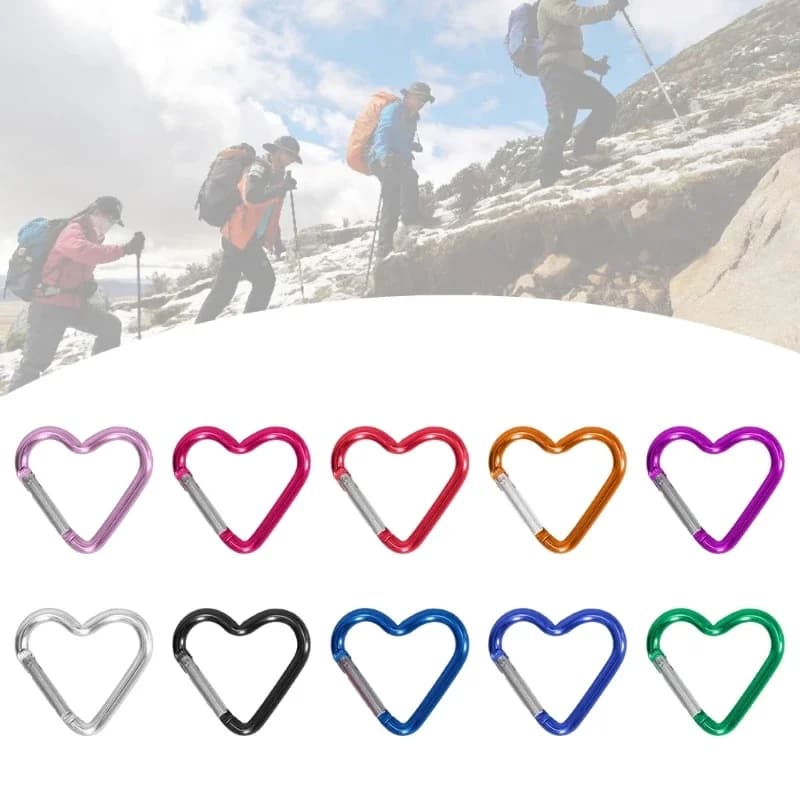 Heart Shaped Carabiner Clip Aluminum Alloy Keychain Clip Spring Hook Camping Backpack Clips Heavy Duty Carabiner Equipment  캠핑 - 3