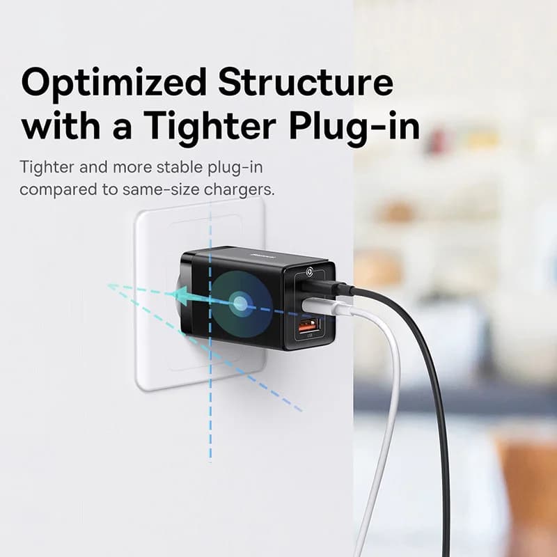شاحن Baseus 65W GaN شحن سريع Type C PD QC شاحن USB شاحن سريع محمول لجهاز الكمبيوتر المحمول iPhone 17 16 15 14 13 Pro - 4