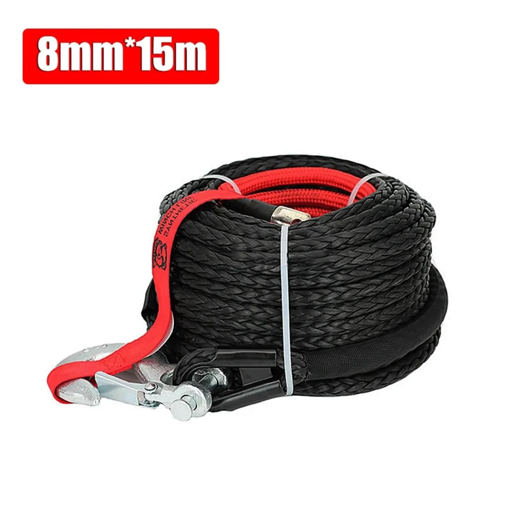 For ATV SUV Vehicle 8mm*15m Synthetic Winch Rope Tow Car 4x4 Accessories Off Road Trailer Strap Breaking Strength Max 20500LBS - 2