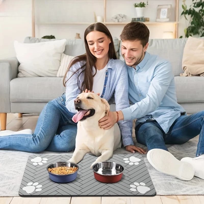 Waterproof Dog Food Mat – Heavy-Duty Non-Slip Feeding Tray with S/M Sizes for Messy Eaters, Durable Absorbent Diner Mat - 2